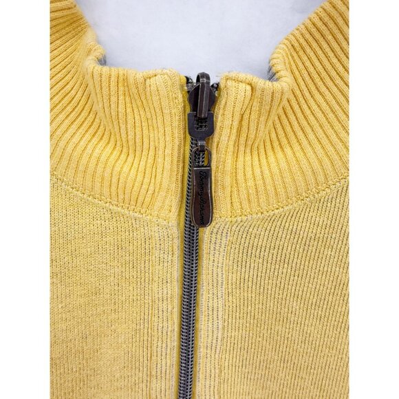 Tommy Bahama Sweater Mens Size L Yellow Beige 1/4 Zip Reversible Pullover Preppy - Picture 2 of 10